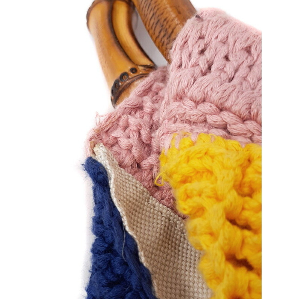 Gucci Horsebit wool Tote bag 1955 multicolour striped Pink bamboo - Picture 5 of 9